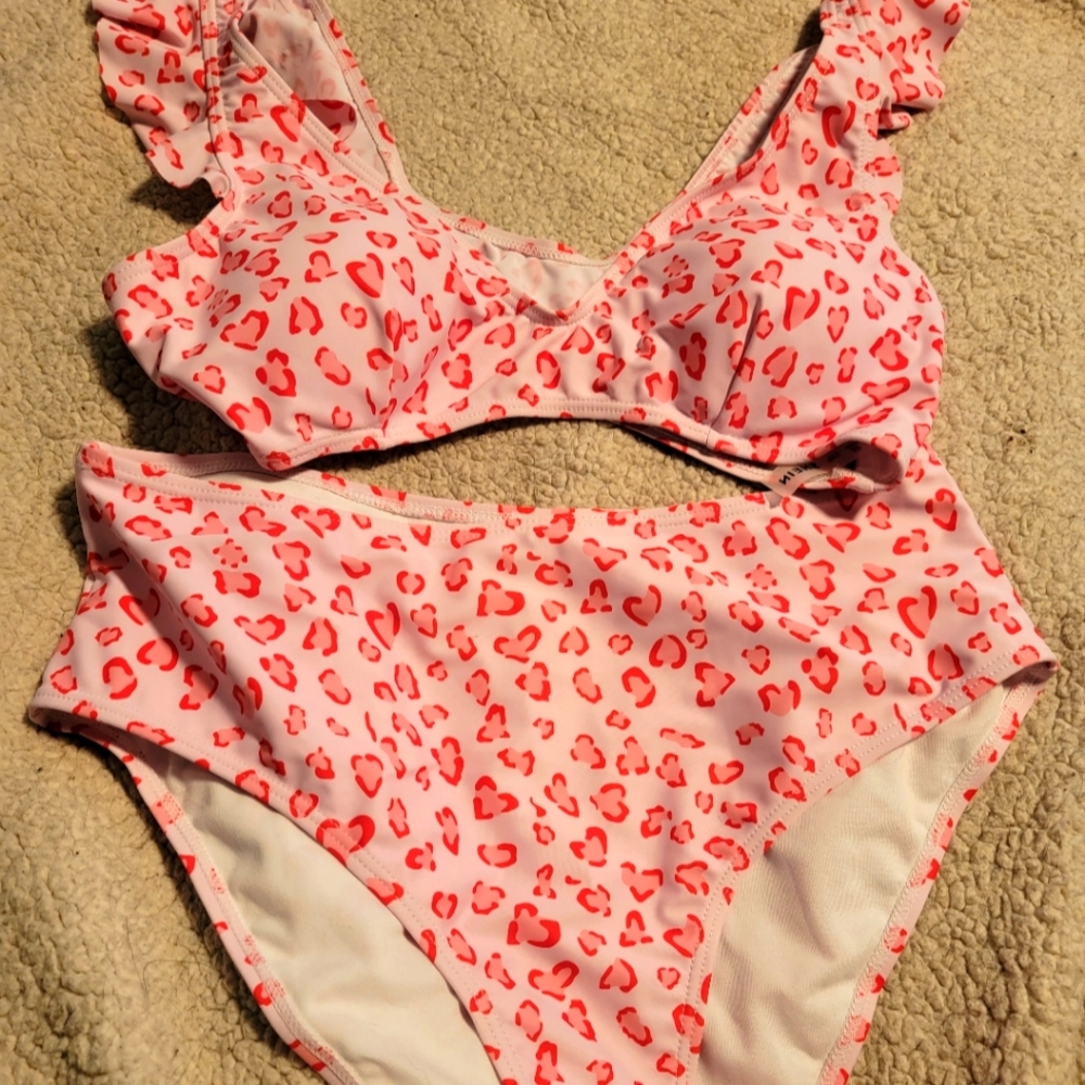 SHEIN pink leopard bikini NWOT size 1XL